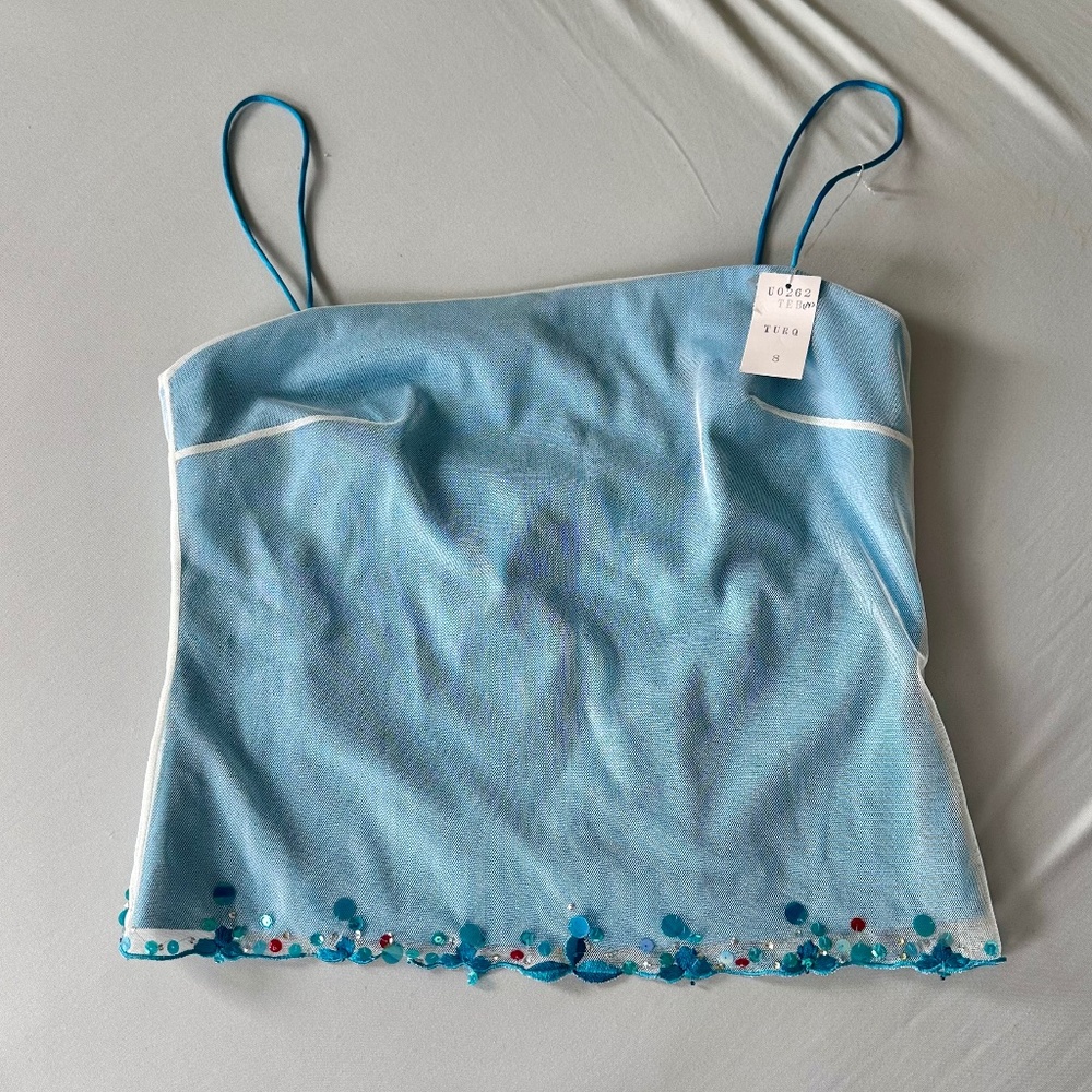 Mandalay blue corset style top with embellished trim size 8